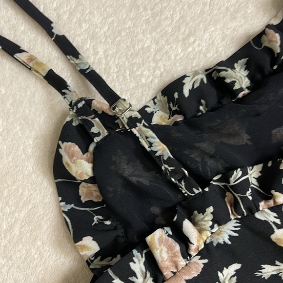 CECE Womens Black Printed Spaghetti Strap Straight leg Jumpsuit Size 10 - Picture 10 of 13